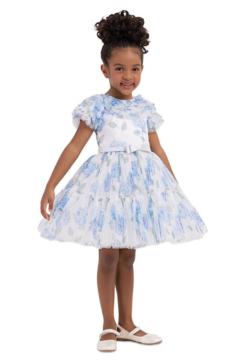 Blue Ruffled dress for girls 2-6 AGE 33298PR - 2