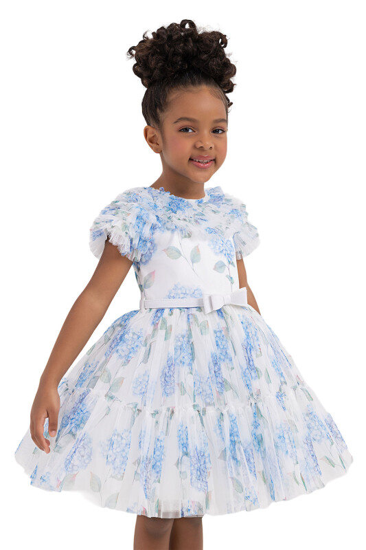 Blue Ruffled dress for girls 2-6 AGE 33298PR - 3