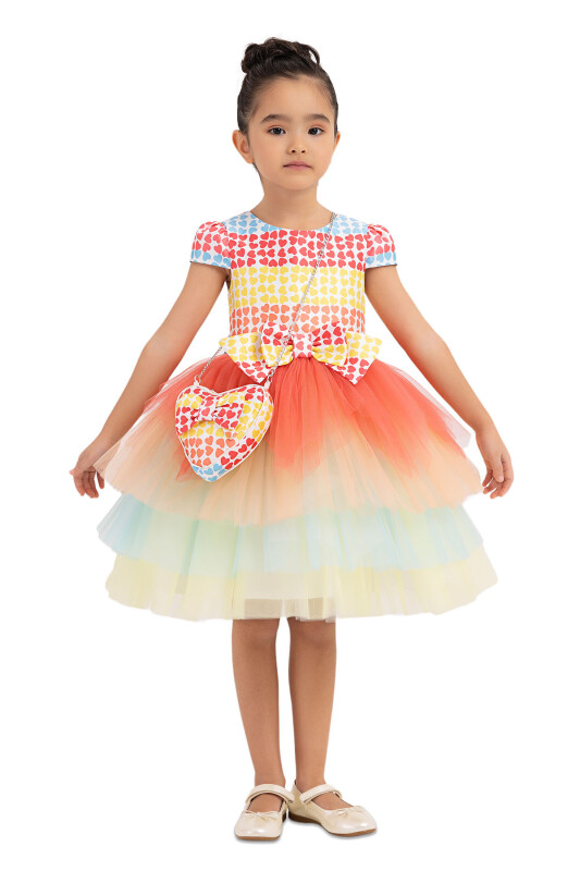 Coral Moon-sleeved, tutu dress for girls 2-6 AGE 33303PR 