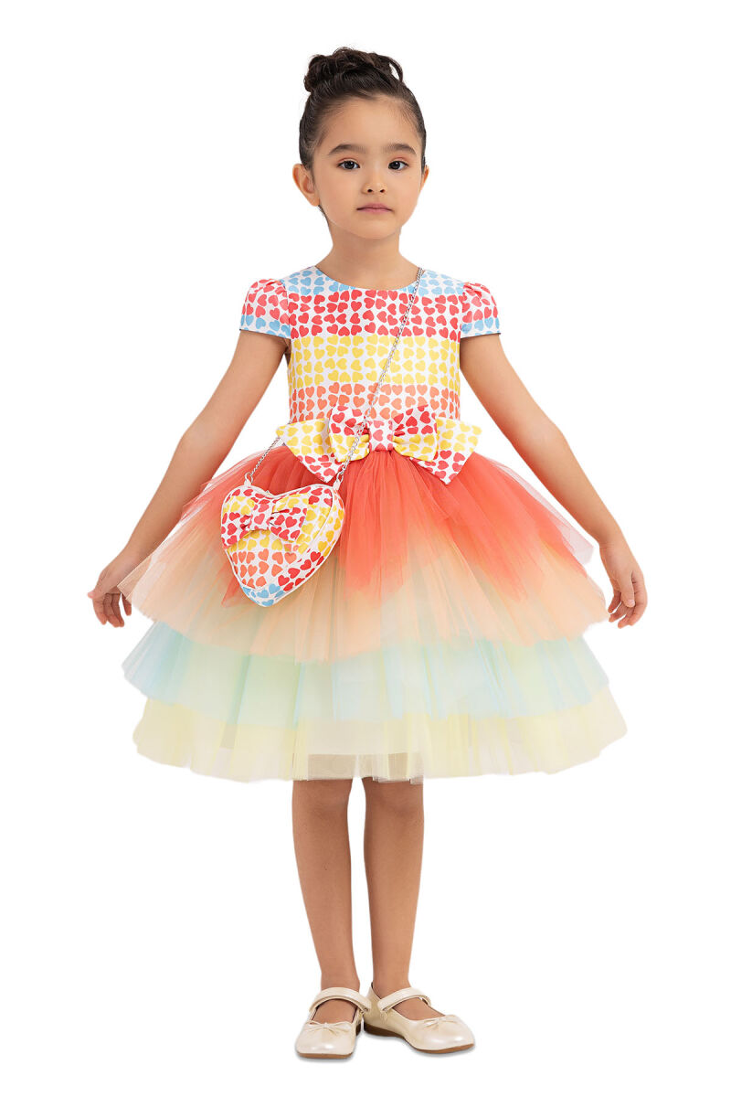 Coral Moon-sleeved, tutu dress for girls 2-6 AGE 33303PR - 1