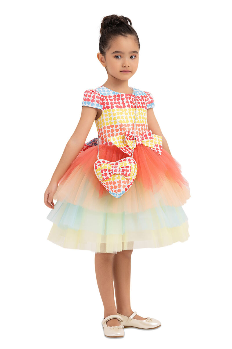 Coral Moon-sleeved, tutu dress for girls 2-6 AGE 33303PR - 2