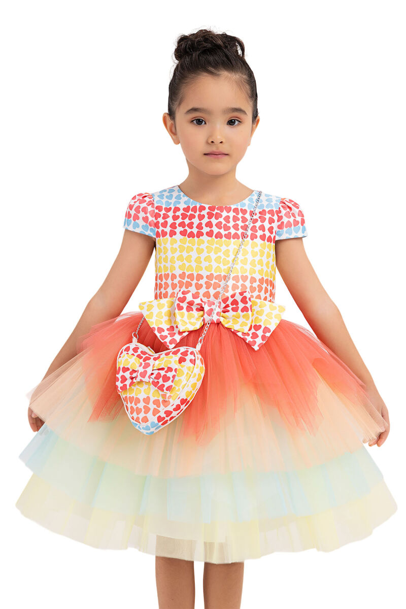 Coral Moon-sleeved, tutu dress for girls 2-6 AGE 33303PR - 4