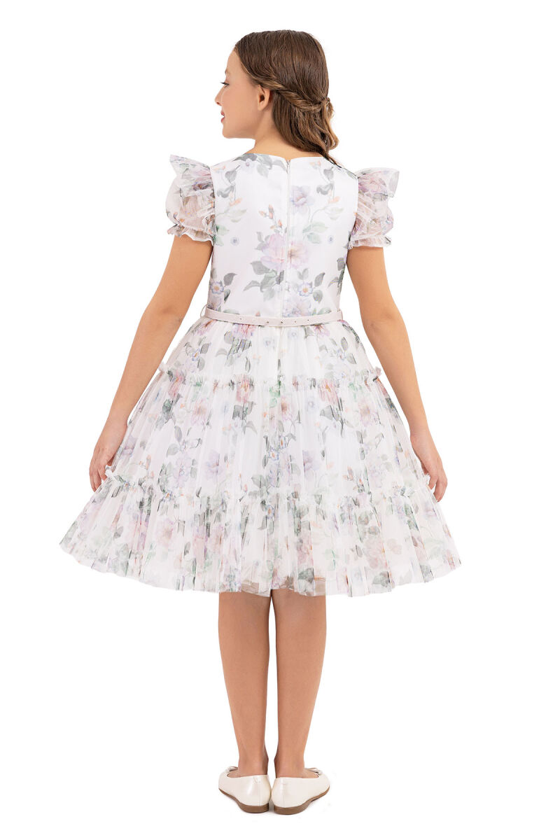 Ecru Balloon-sleeved dress for girls 10-14 AGE 33300PR - 10