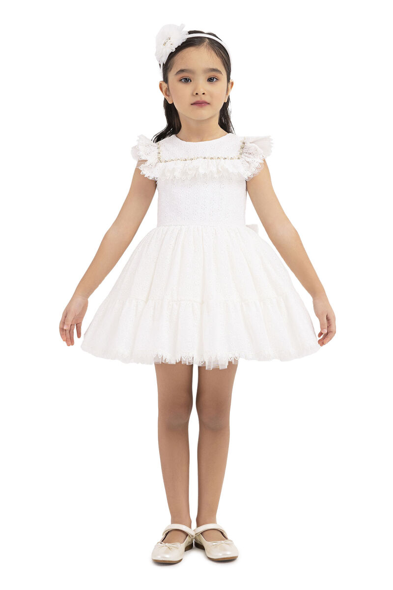 Ecru Ruffled, dress for girls 2-6 AGE 33329PR - 1