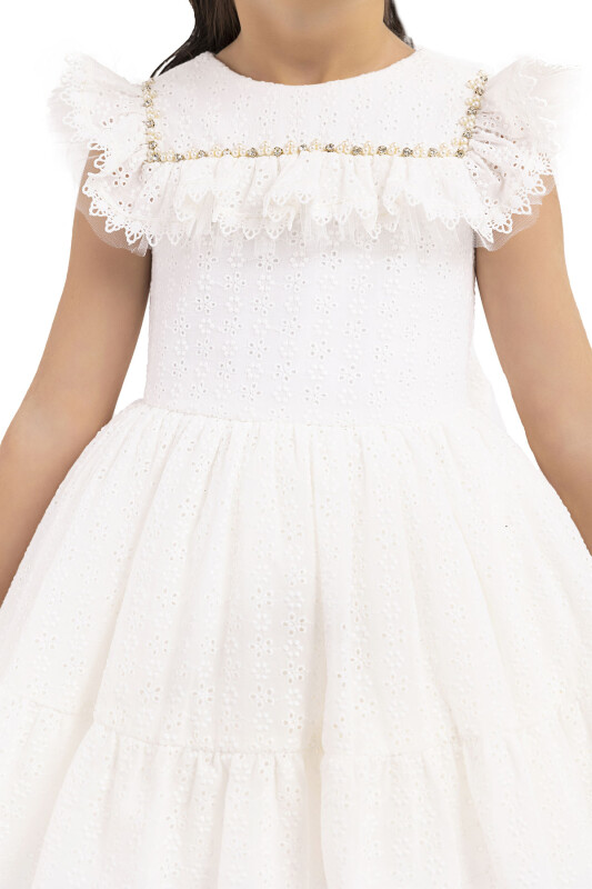 Ecru Ruffled, dress for girls 2-6 AGE 33329PR - 4