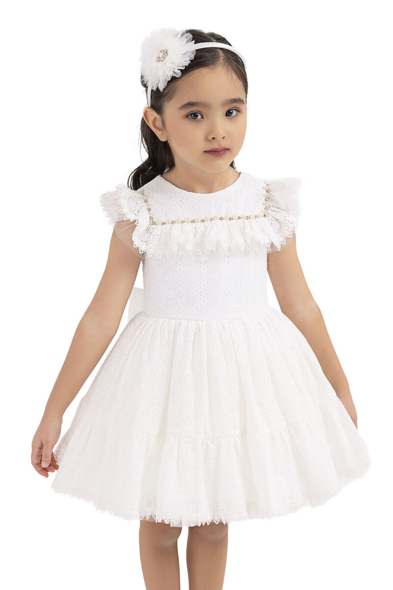 Ecru Ruffled, dress for girls 2-6 AGE 33329PR - 5