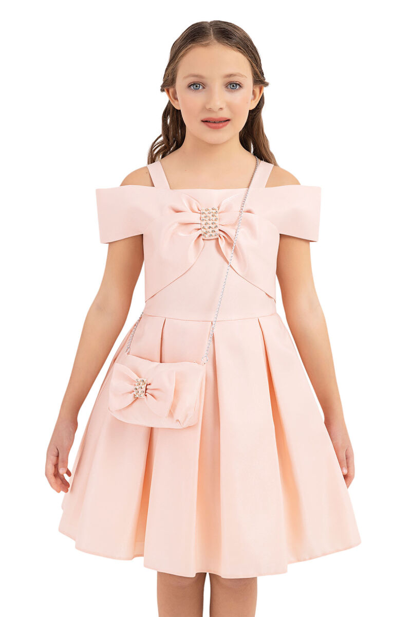 Salmon Princess Collar Dress for Girls 10-14 AGE 33296PR - 4