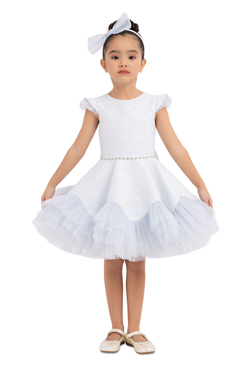 Blue Ruffled Dress for Girls 4-8 AGE 33343PR - 1