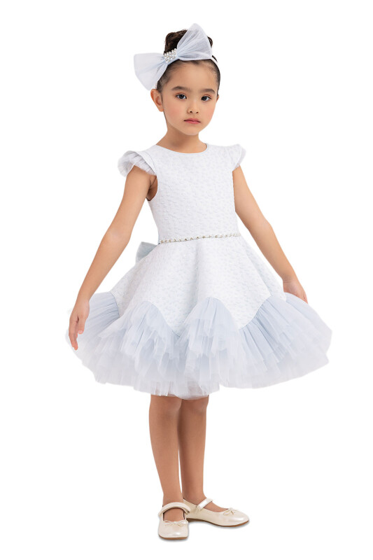 Blue Ruffled Dress for Girls 4-8 AGE 33343PR - 2