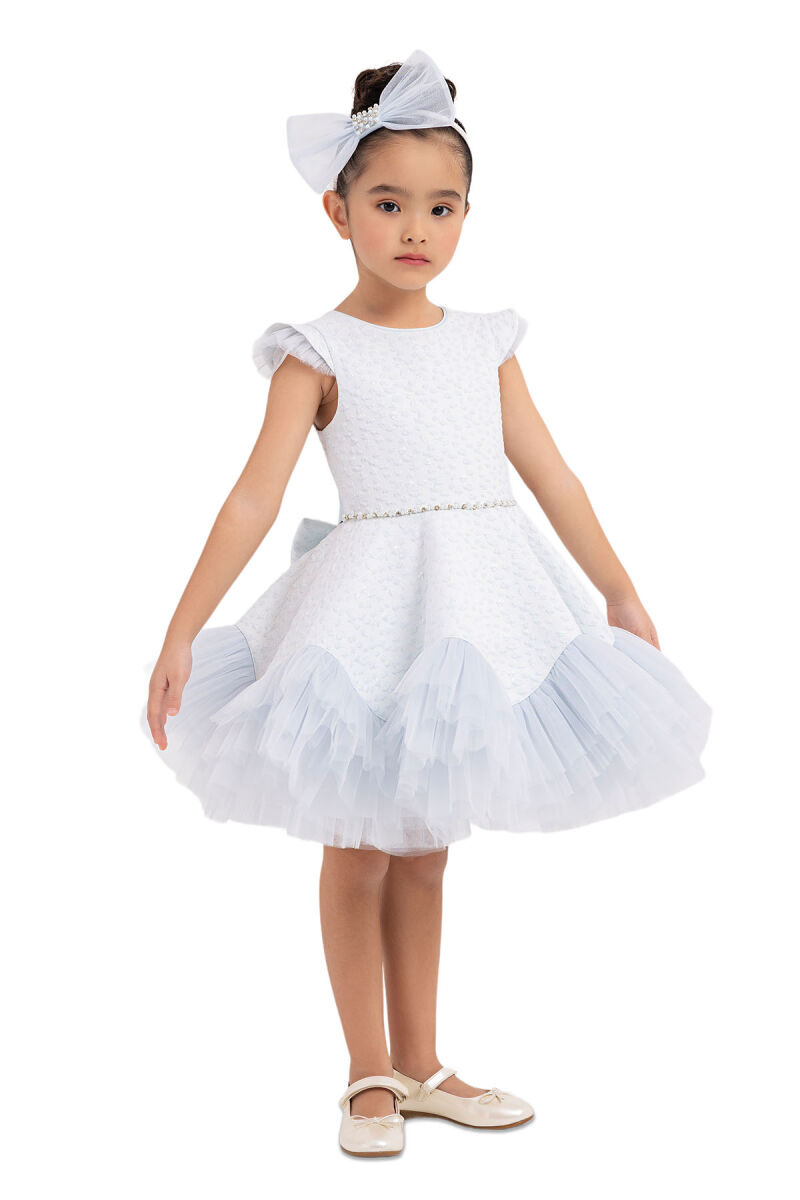 Blue Ruffled Dress for Girls 4-8 AGE 33343PR - 2
