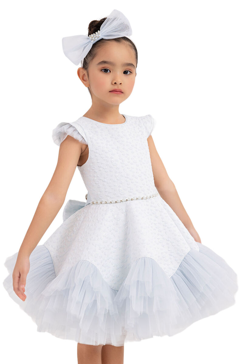 Blue Ruffled Dress for Girls 4-8 AGE 33343PR - 3