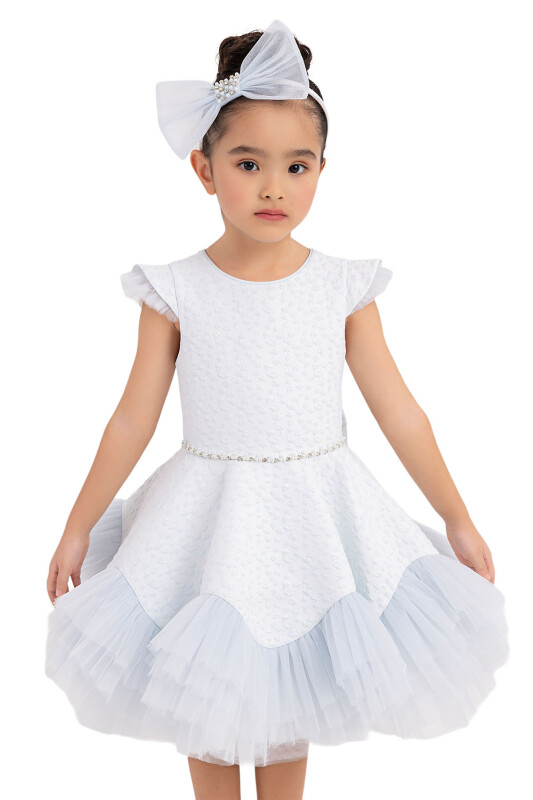 Blue Ruffled Dress for Girls 4-8 AGE 33343PR - 6