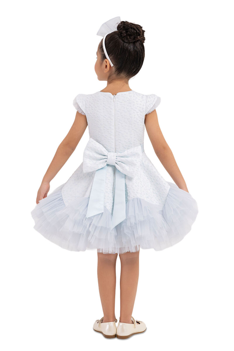 Blue Ruffled Dress for Girls 4-8 AGE 33343PR - 8