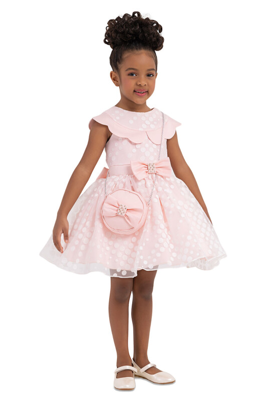 Powder Spotted Dress for Girls 2-6 AGE 33351PR - 2