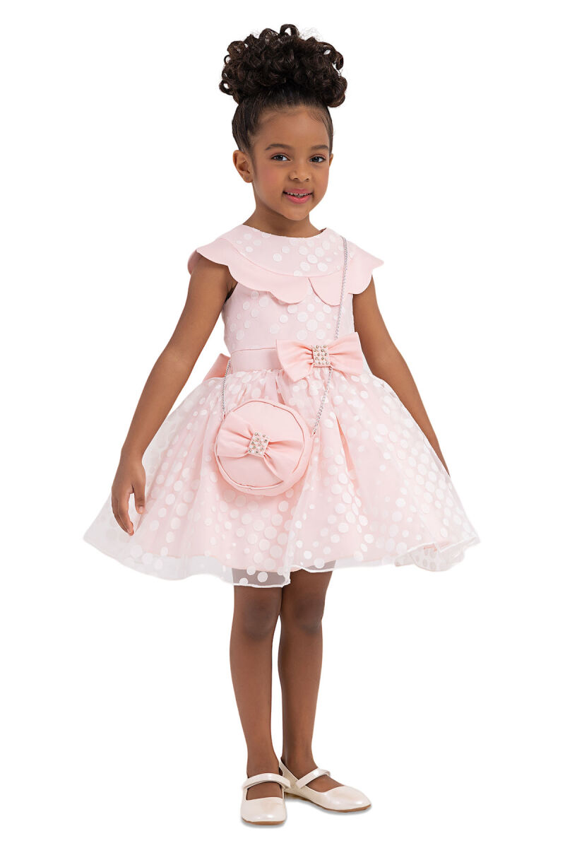 Powder Spotted Dress for Girls 2-6 AGE 33351PR - 2