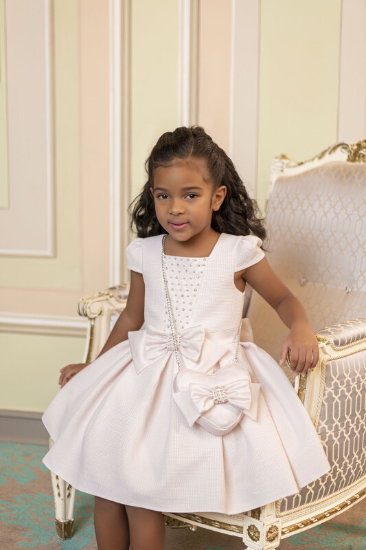 Powder Square-neck dress for girls 2-6 AGE 33318PR 
