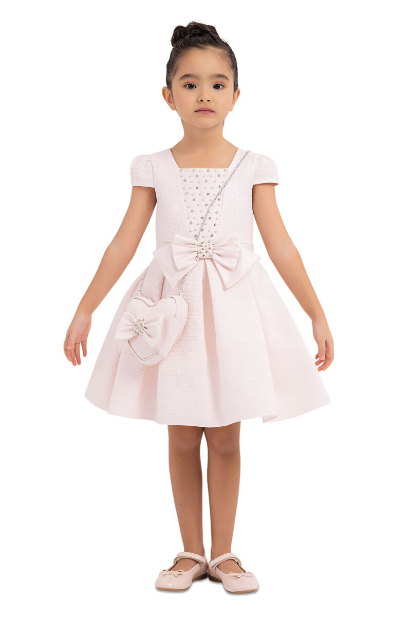 Powder Square-neck dress for girls 2-6 AGE 33318PR - 4