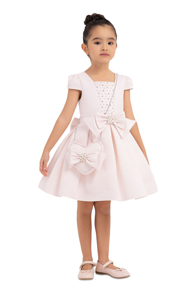 Powder Square-neck dress for girls 2-6 AGE 33318PR - 5