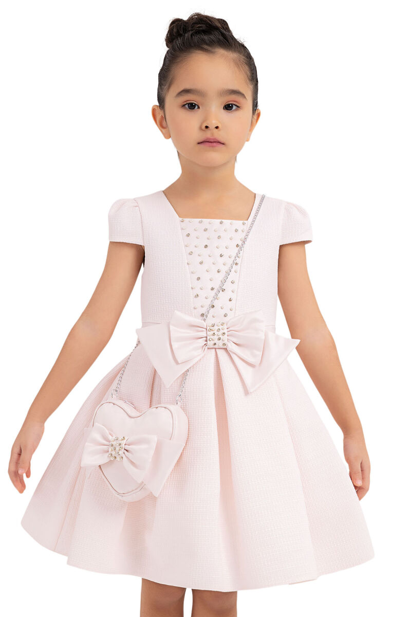 Powder Square-neck dress for girls 2-6 AGE 33318PR - 8