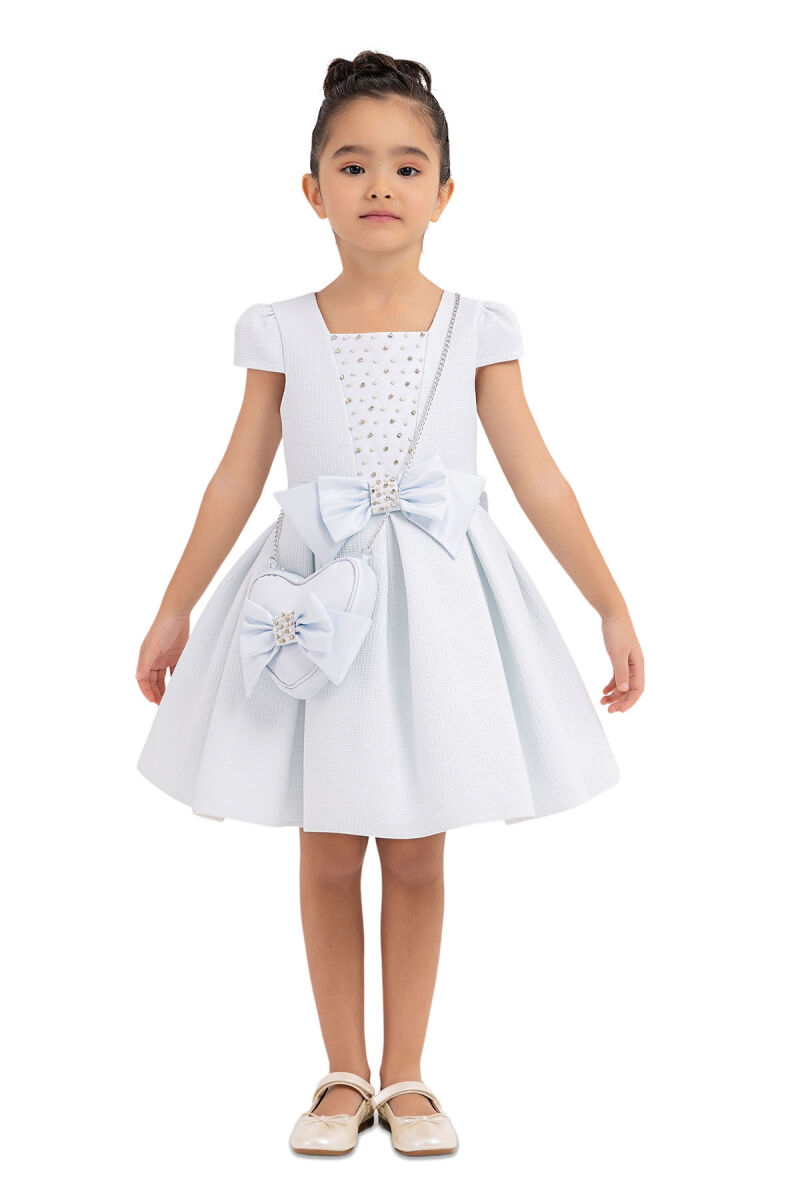 Blue Square-neck dress for girls 2-6 AGE 33318PR - 1