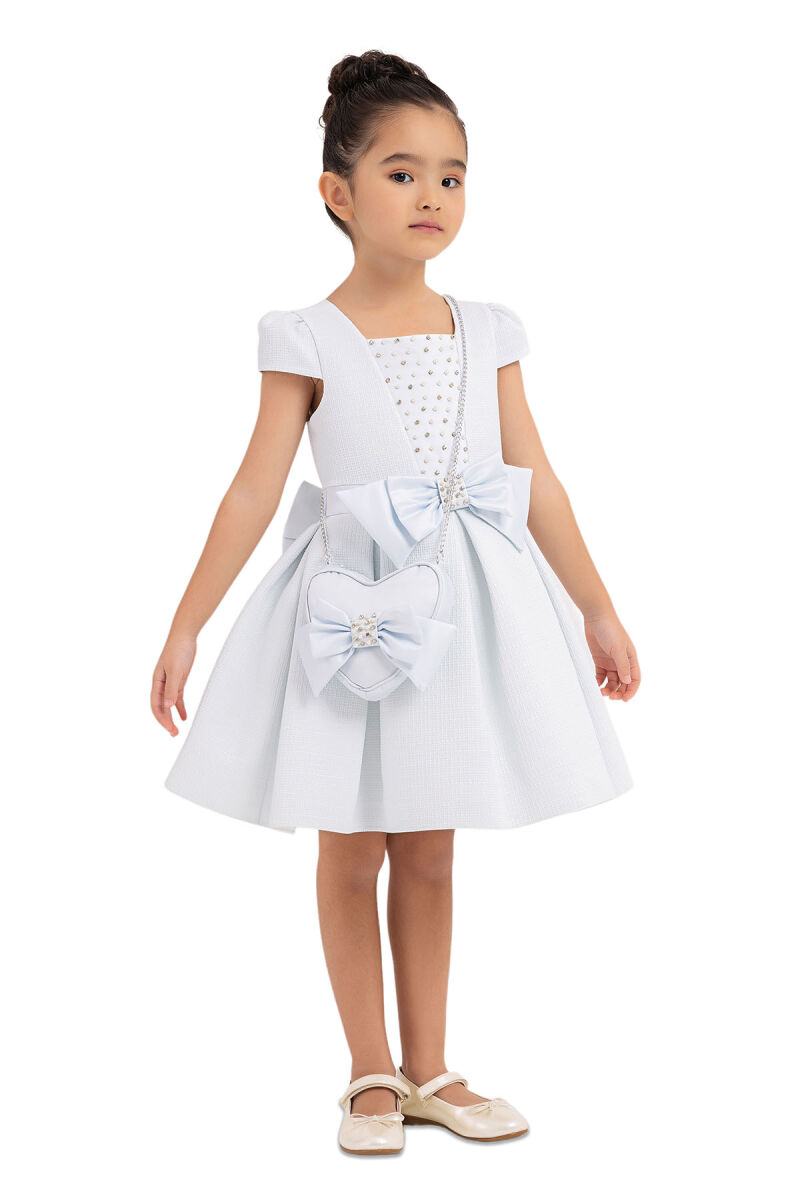 Blue Square-neck dress for girls 2-6 AGE 33318PR - 2
