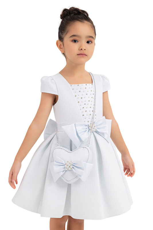 Blue Square-neck dress for girls 2-6 AGE 33318PR - 3