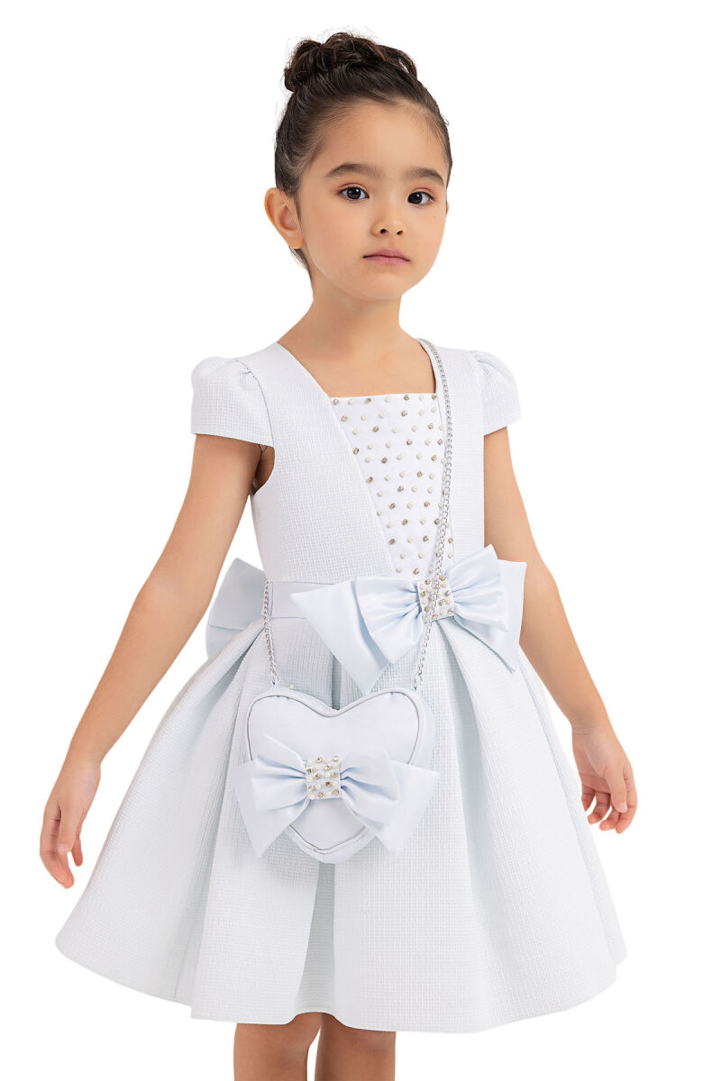 Blue Square-neck dress for girls 2-6 AGE 33318PR - 3