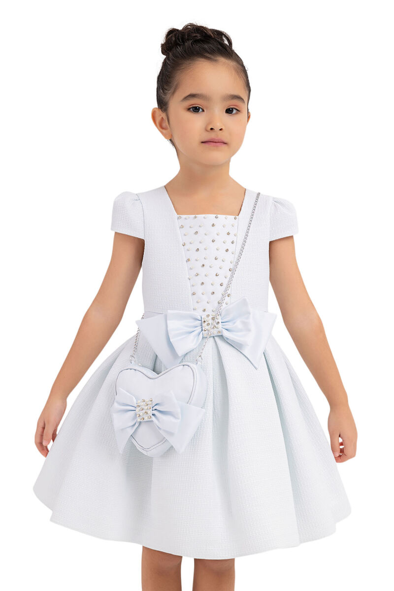 Blue Square-neck dress for girls 2-6 AGE 33318PR - 5