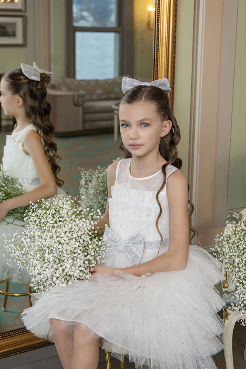 Ecru Dress with Tutu Skirt for Girls 8-12 AGE 33200PR - 2