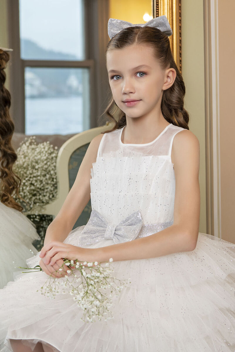 Ecru Dress with Tutu Skirt for Girls 8-12 AGE 33200PR - 4