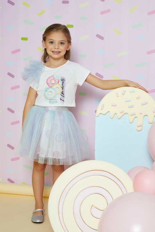 Ecru Girl Belly Open T-shirt Skirt Suit 2-6 AGE 323509CA - 2