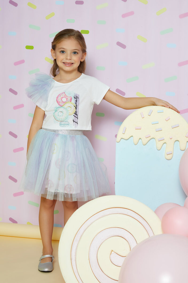 Ecru Girl Belly Open T-shirt Skirt Suit 2-6 AGE 323509CA - 2