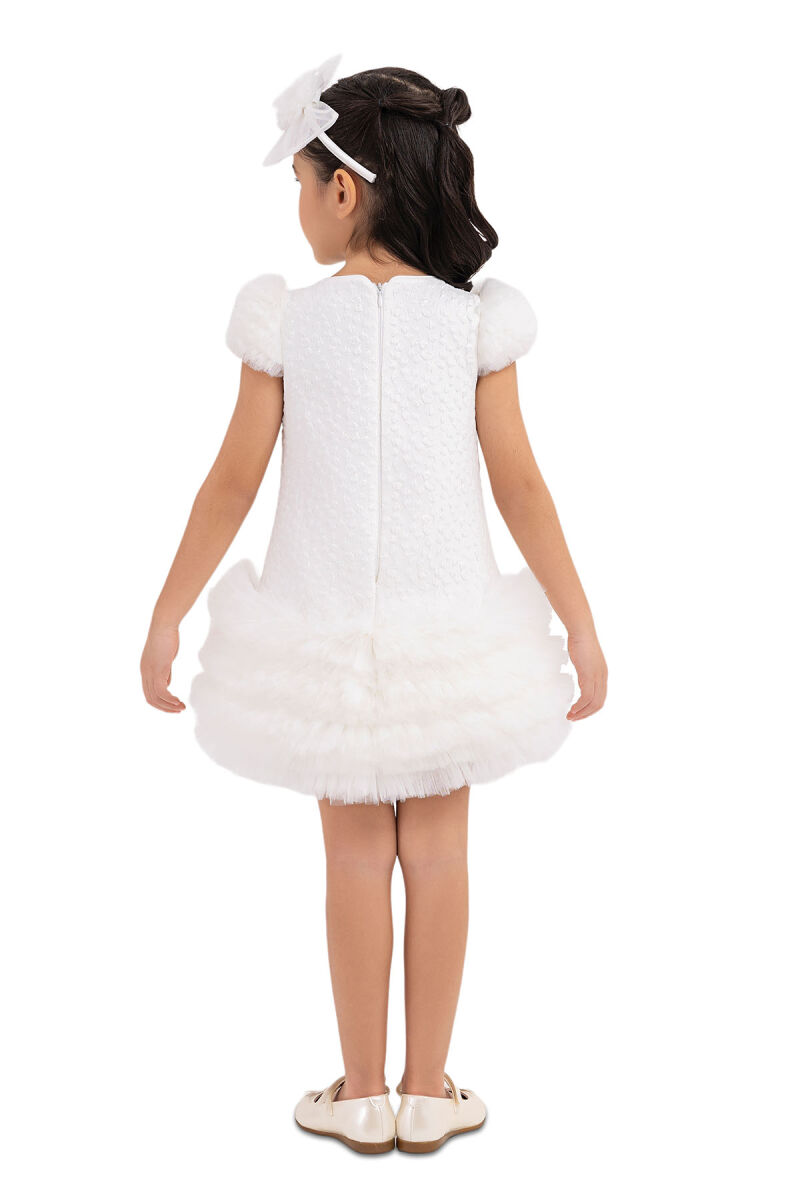 Ecru Ruffle-Sleeved, Dress for Girls 2-6 AGE 33344PR - 7