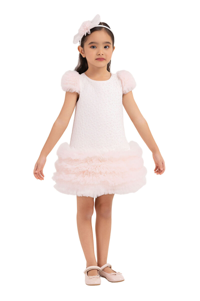 Powder Ruffle-Sleeved, Dress for Girls 2-6 AGE 33344PR - 2