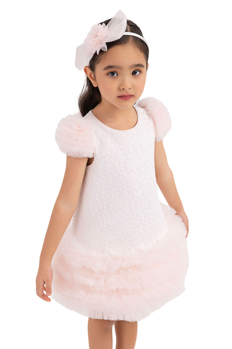 Powder Ruffle-Sleeved, Dress for Girls 2-6 AGE 33344PR - 3