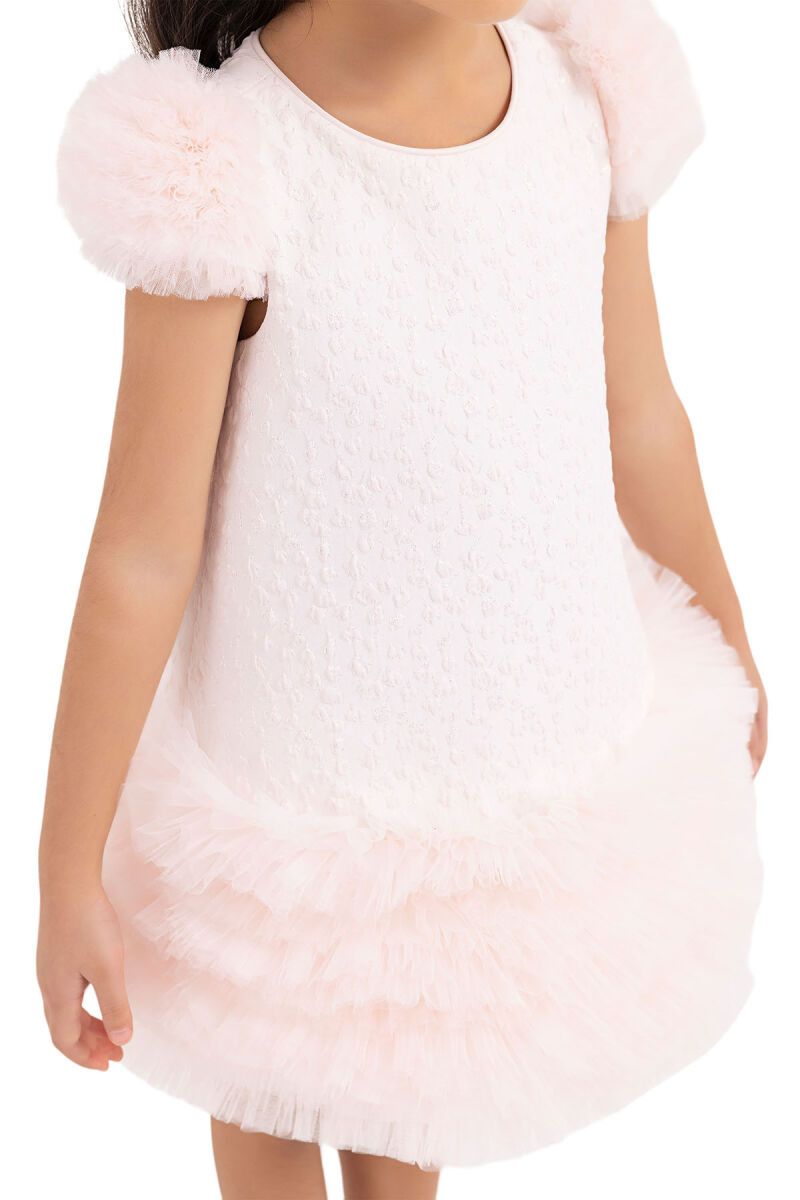 Powder Ruffle-Sleeved, Dress for Girls 2-6 AGE 33344PR - 5