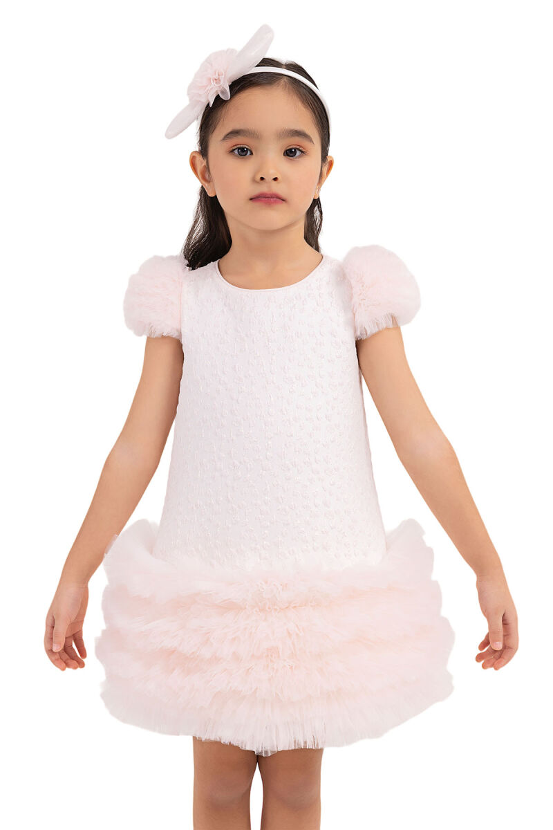 Powder Ruffle-Sleeved, Dress for Girls 2-6 AGE 33344PR - 6