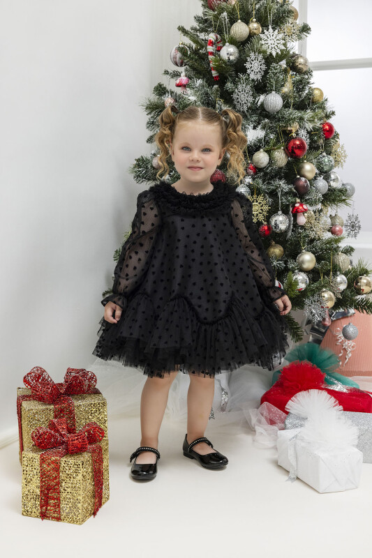 Black Ruffled Girls Dress 6-24 MONTH 34162PR 