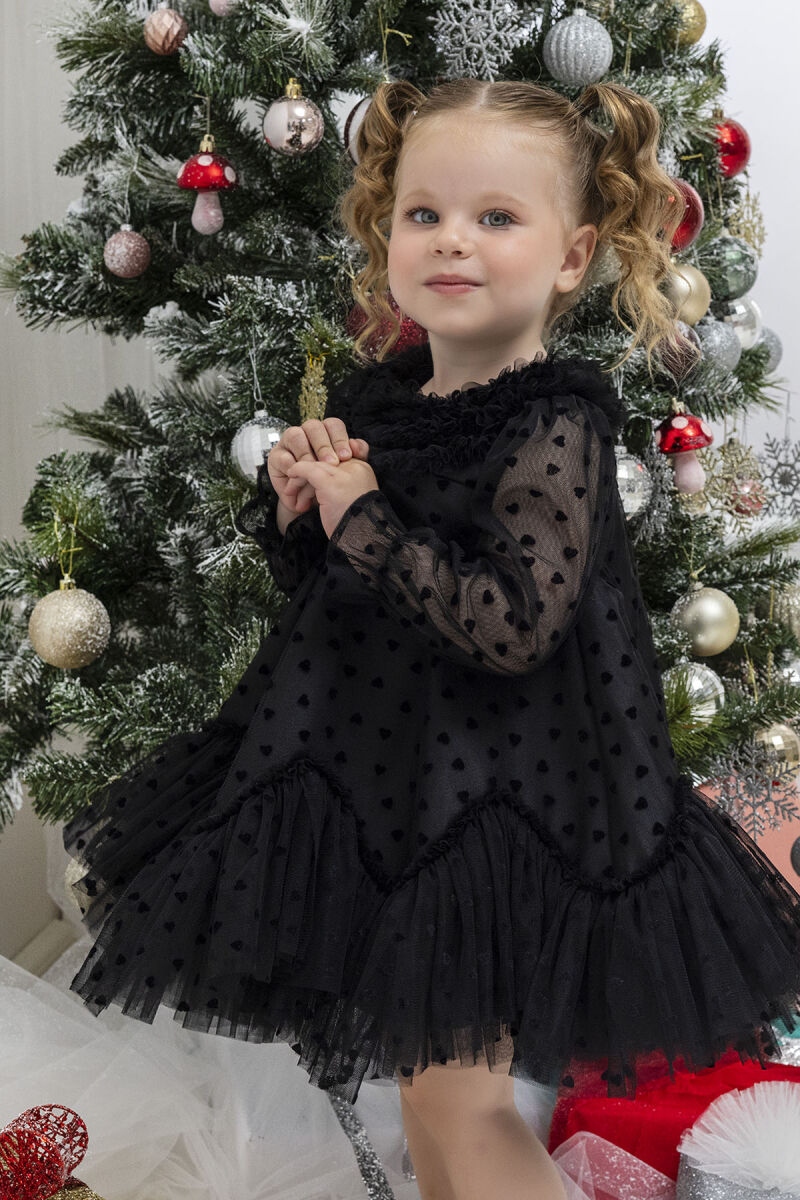 Black Ruffled Girls Dress 6-24 MONTH 34162PR - 2