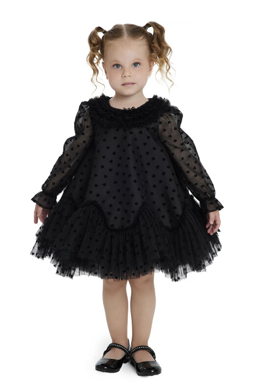 Black Ruffled Girls Dress 6-24 MONTH 34162PR - 3