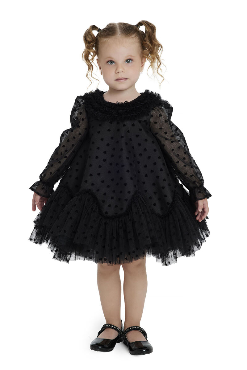 Black Ruffled Girls Dress 6-24 MONTH 34162PR - 3