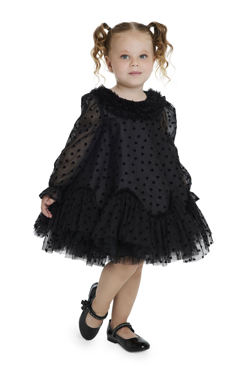 Black Ruffled Girls Dress 6-24 MONTH 34162PR - 4