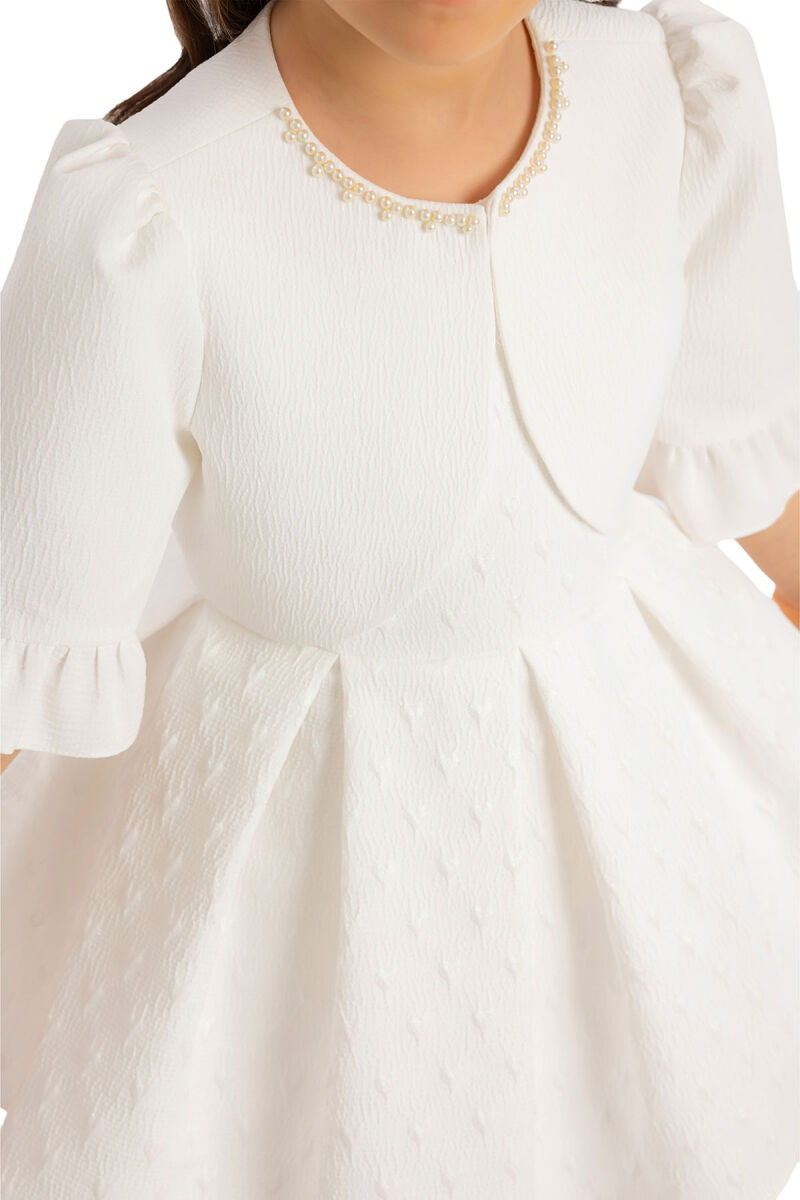 Ecru Heart Jacquard Girl Child Bolero Dress 6-24 MONTH 34180PR - 4