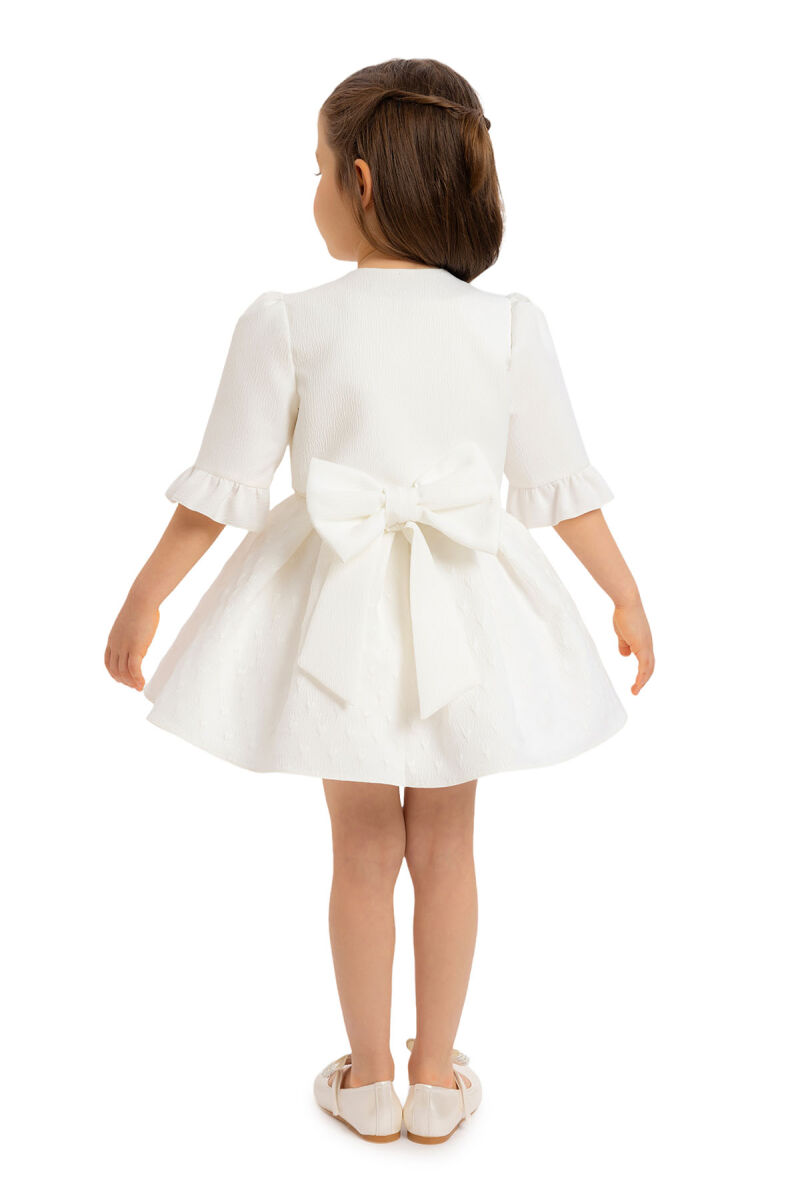 Ecru Heart Jacquard Girl Child Bolero Dress 6-24 MONTH 34180PR - 5