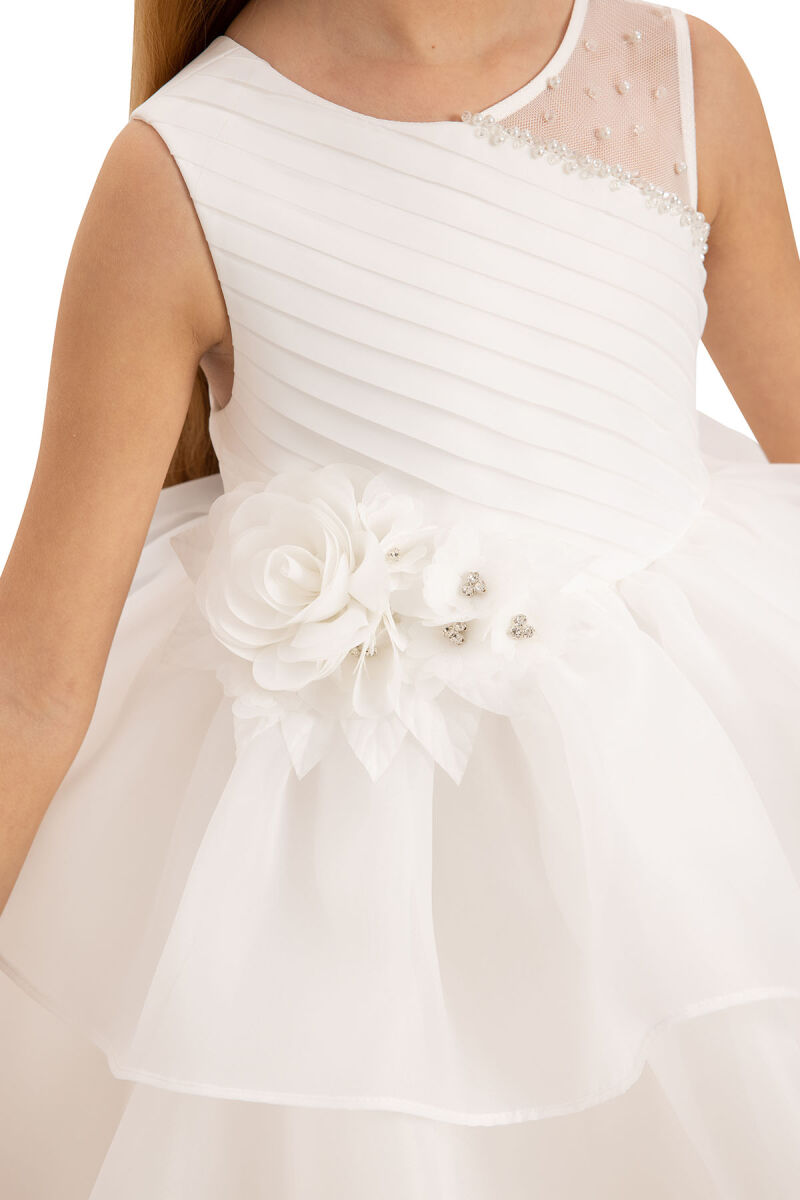 Ecru Bow Dress with Bolero and Hair Accessory (3-7 Age) 3-7 AGE 35219PR - 6