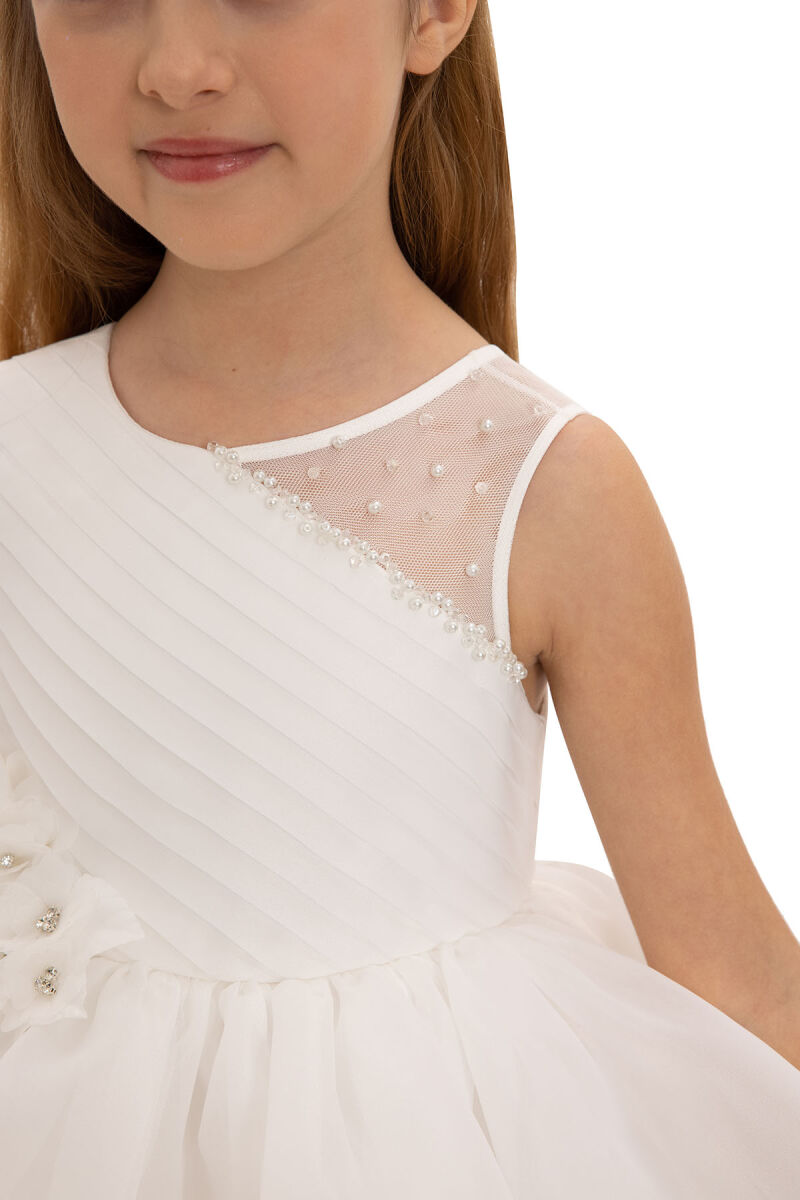 Ecru Bow Dress with Bolero and Hair Accessory (3-7 Age) 3-7 AGE 35219PR - 7