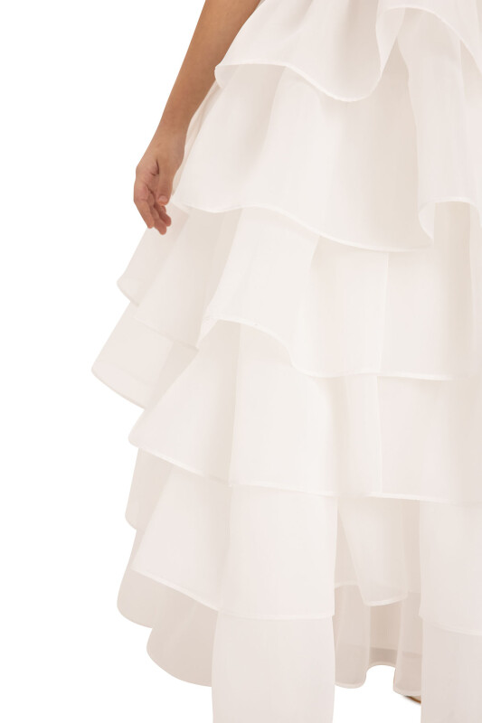 Ecru Bow Dress with Bolero and Hair Accessory (3-7 Age) 3-7 AGE 35219PR - 8