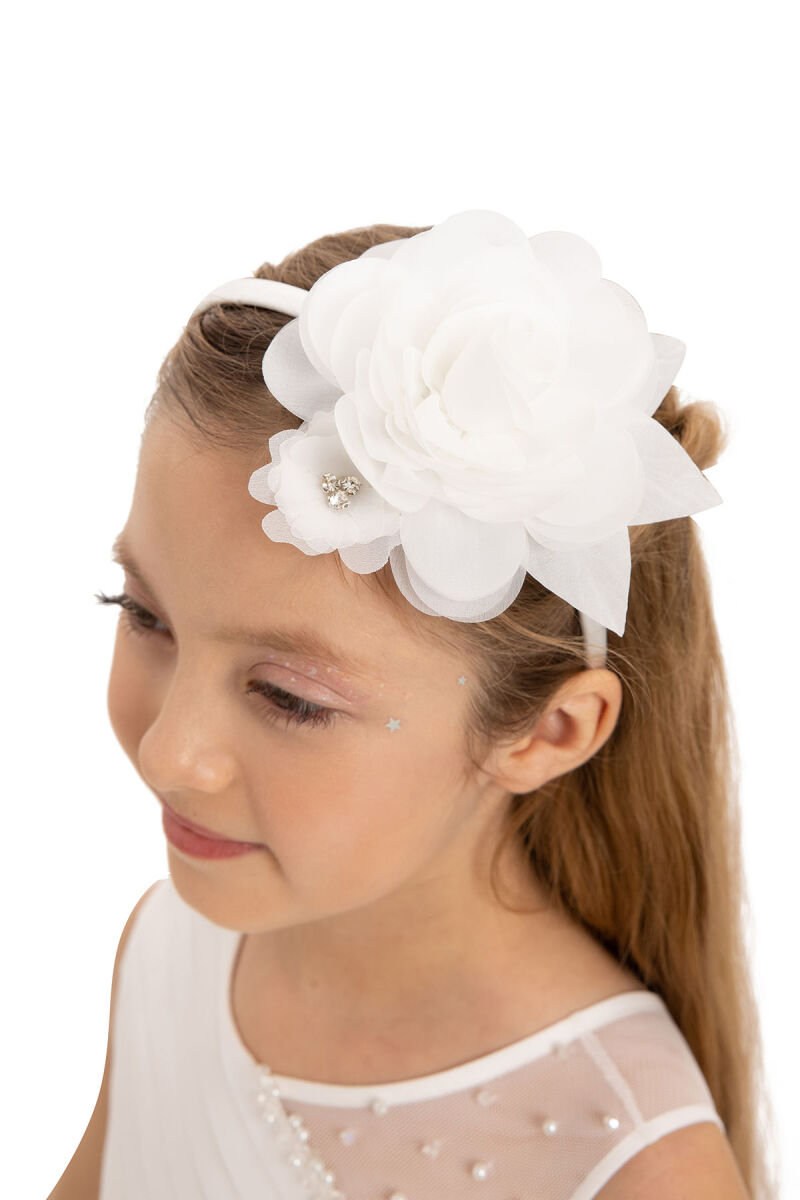 Ecru Bow Dress with Bolero and Hair Accessory (3-7 Age) 3-7 AGE 35219PR - 9