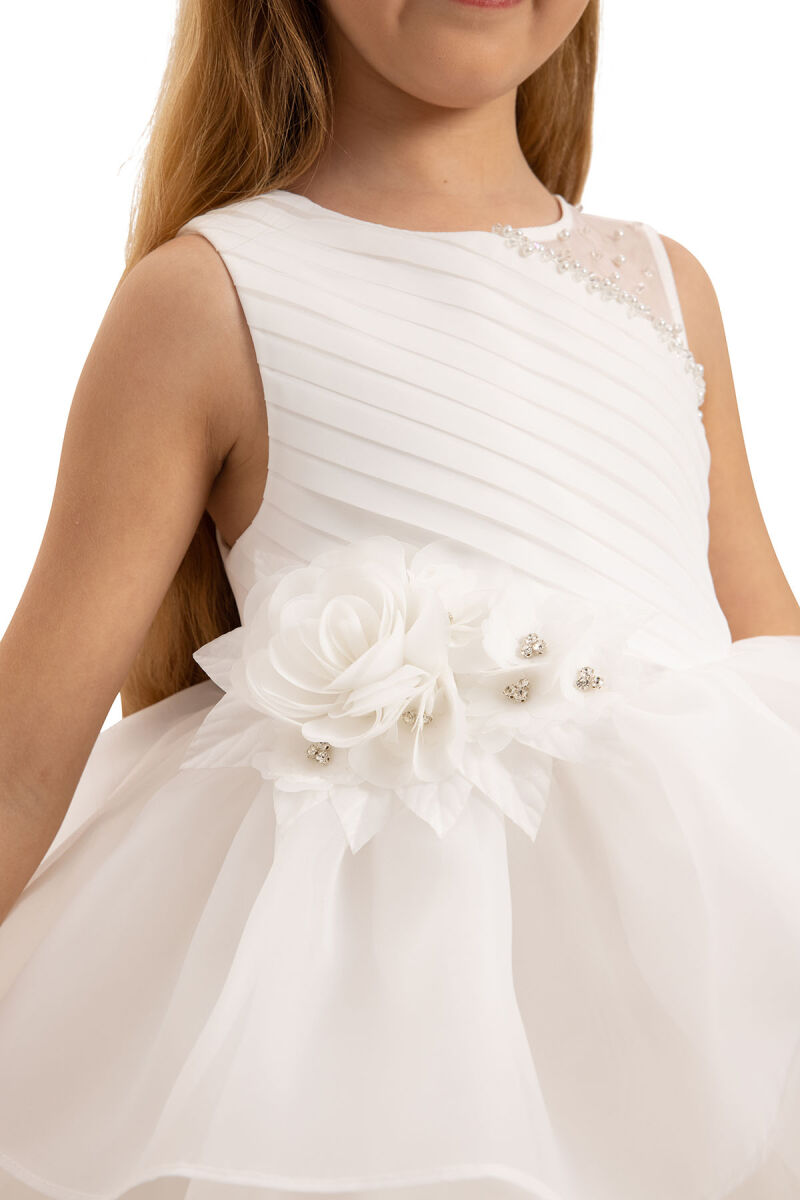 Ecru Bow Dress with Bolero and Hair Accessory (3-7 Age) 3-7 AGE 35219PR - 10