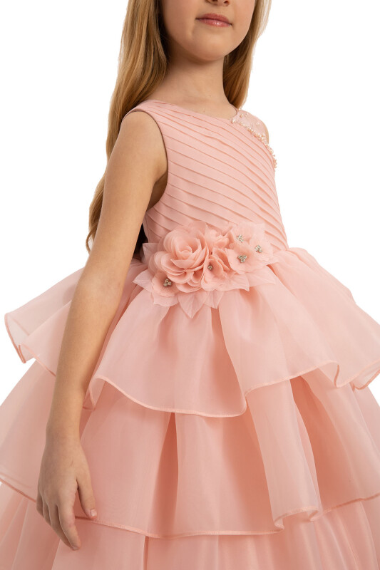 Salmon Bow Dress with Bolero and Hair Accessory (3-7 Age) 3-7 AGE 35219PR - 3